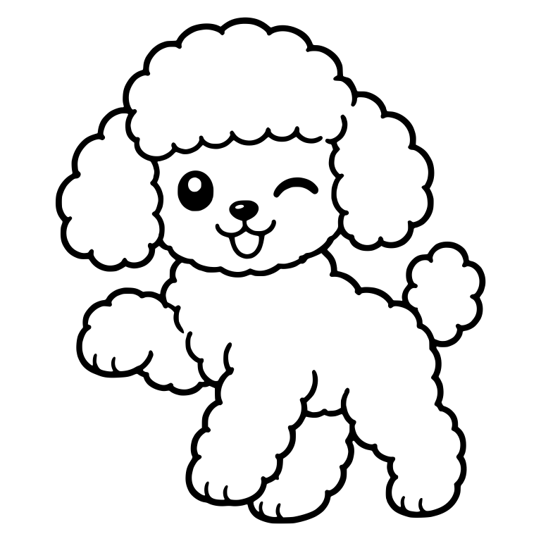 Winking Toy Poodle Puppy Walking with Paw Raised — free animal SVG cut file