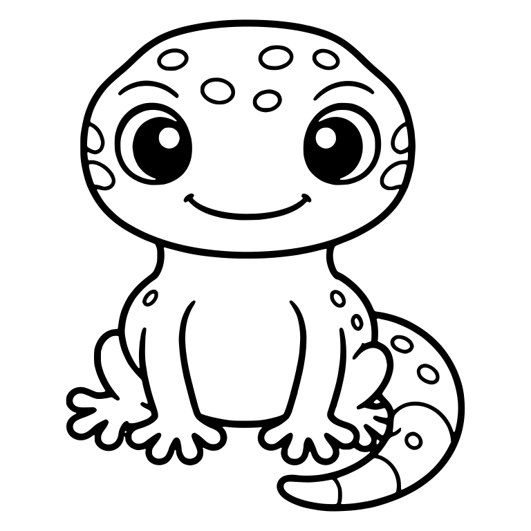 Sitting Spotted Gecko With Banded Tail Tip — free animal SVG cut file