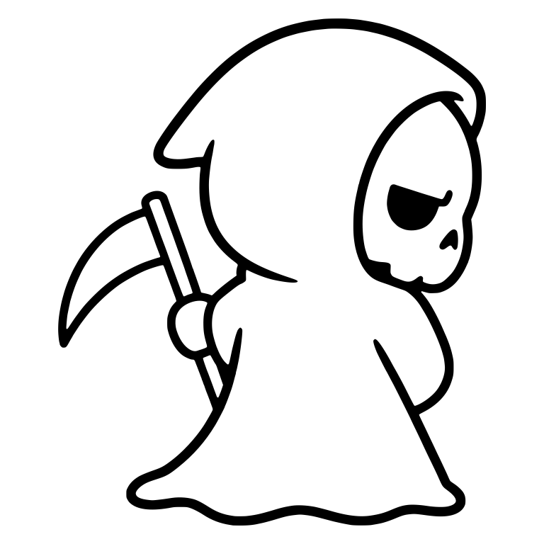 Stubborn Grim Reaper Side View With Scythe Behind Back — free characters SVG cut file