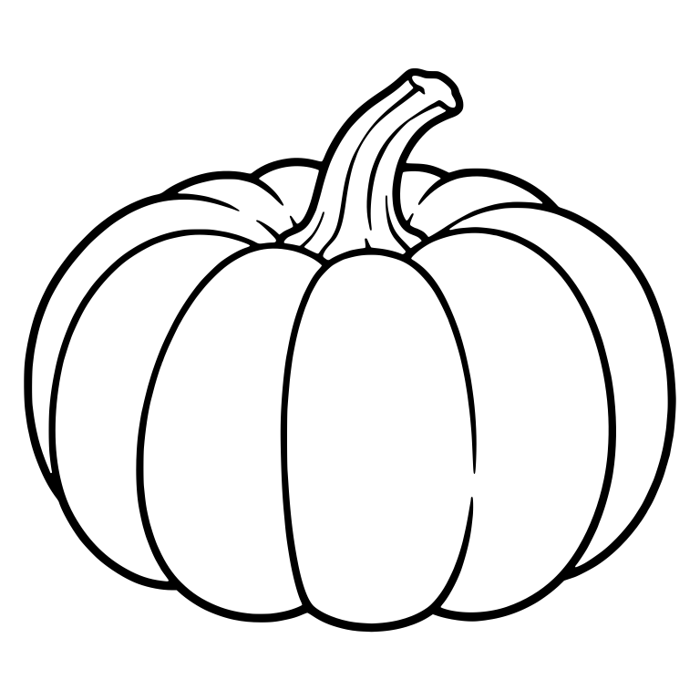 Round Pumpkin With Ridged Curved Stem — free floral SVG cut file