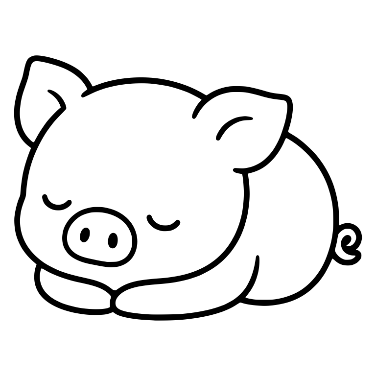Sleeping Pig Tucked Up with Pointed Ears — free animal SVG cut file