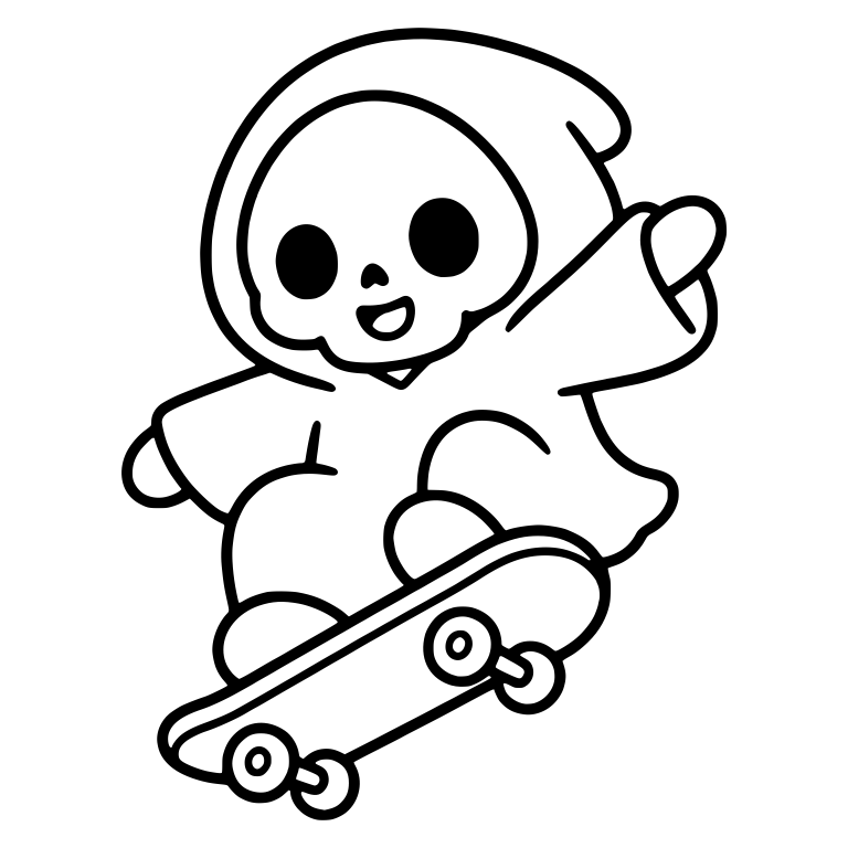 Grim Reaper Doing Skateboard Jump with Arm Raised — free characters SVG cut file