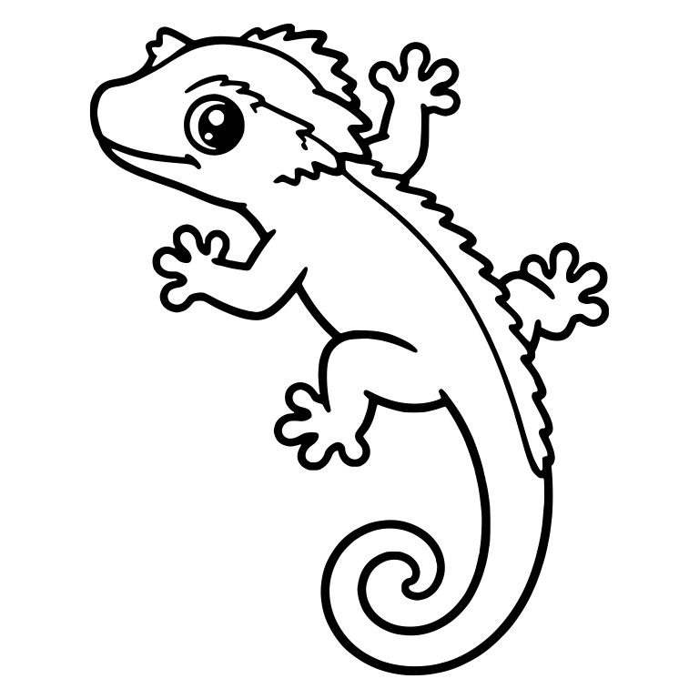 Climbing Crested Gecko With Long Spiral Tail — free animal SVG cut file