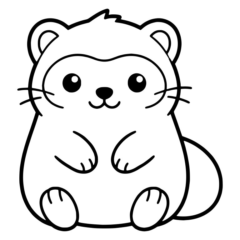 Chubby Kawaii Ferret Sitting With Paws on Belly — free animal SVG cut file