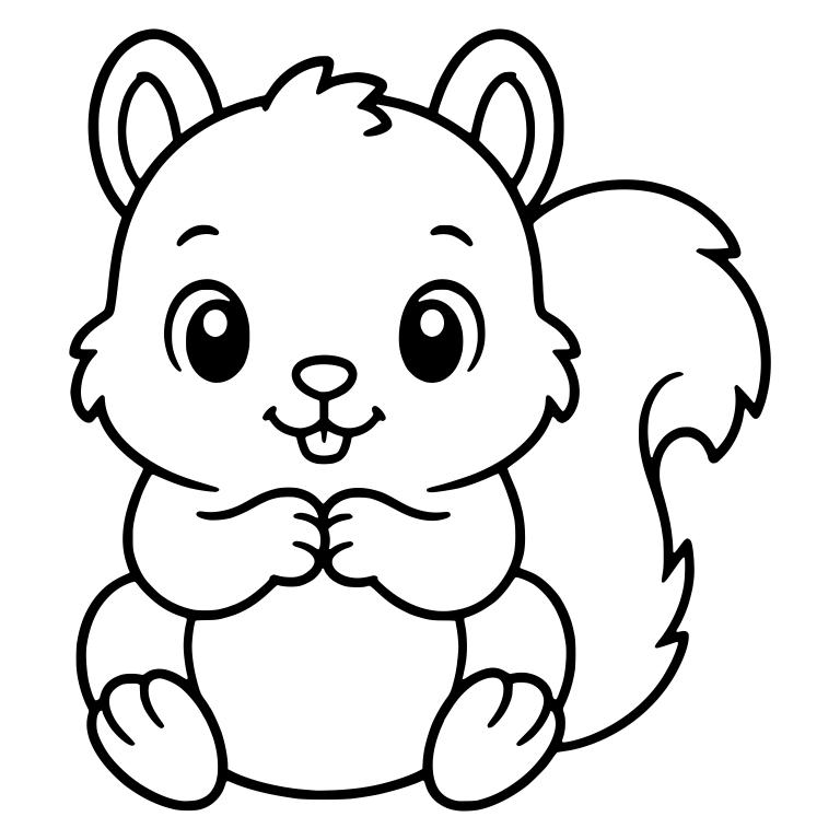 Sitting Squirrel with Clasped Paws and Buck Teeth — free animal SVG cut file