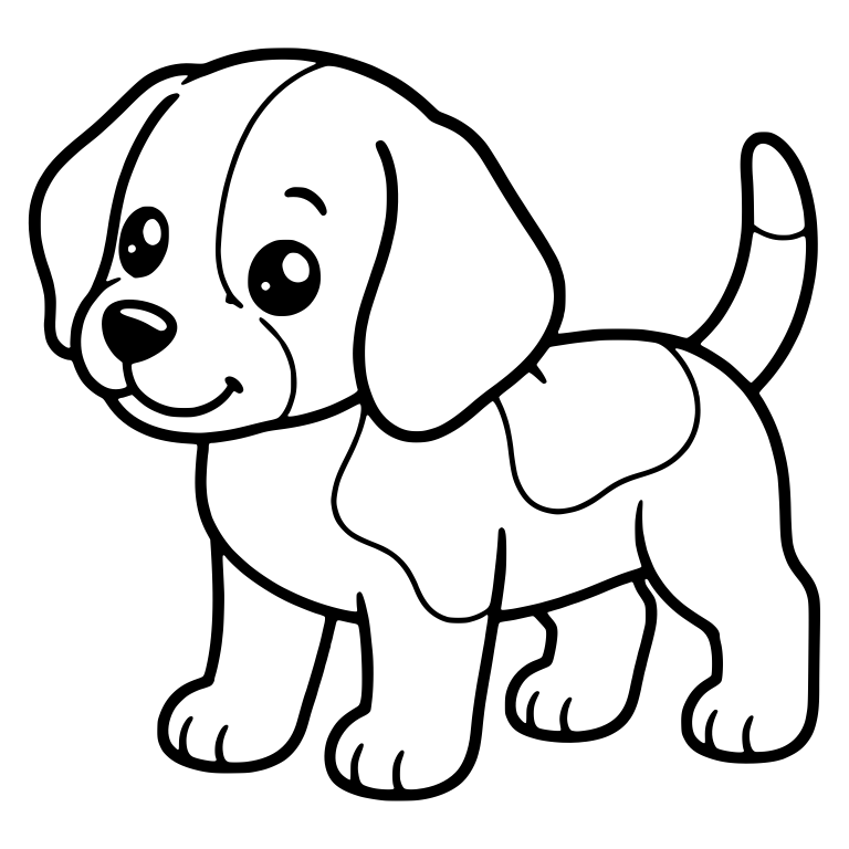 Beagle Puppy Walking with Head Turned and Tail Up — free animal SVG cut file