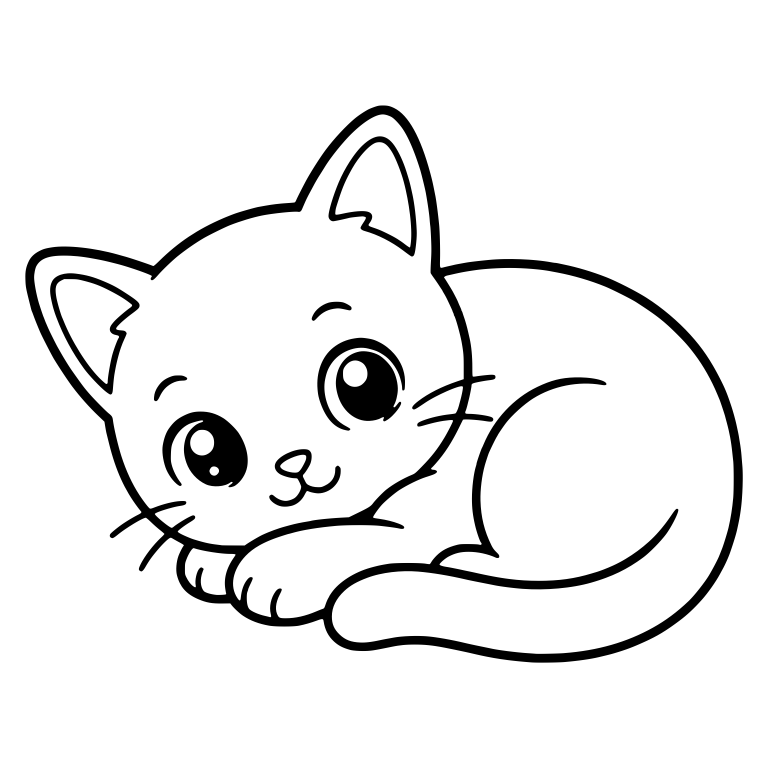 Kitten Curled Up Resting Head on Paws — free animal SVG cut file