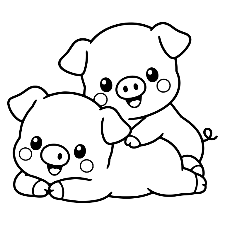 Piglet Riding on Another Piglet's Back — free animal SVG cut file