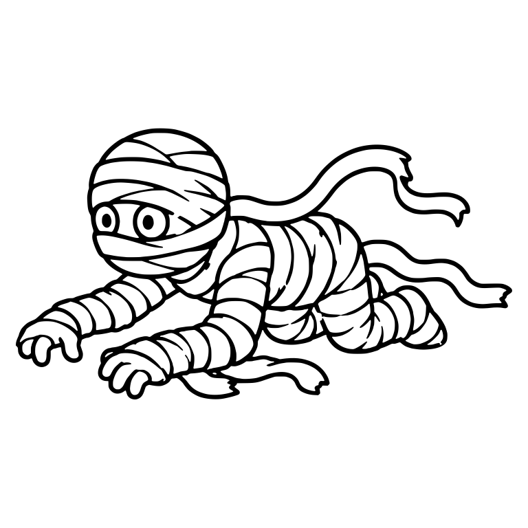 Crawling Mummy With Big Round Eyes and Streaming Wraps — free fantasy-creature SVG cut file