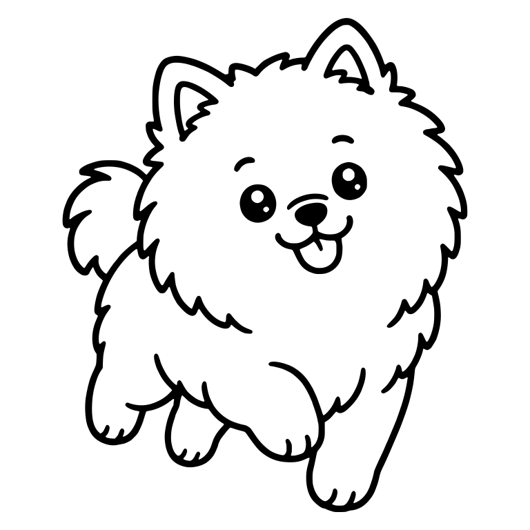 Pomeranian Bounding Toward Viewer With Paws Lifted — free animal SVG cut file