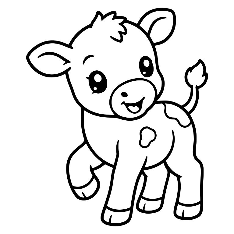 Calf Walking With One Hoof Raised And Curled Tail — free animal SVG cut file