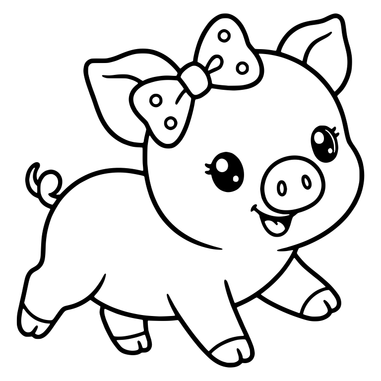 Walking Piglet with Polka Dot Bow — free animal SVG cut file