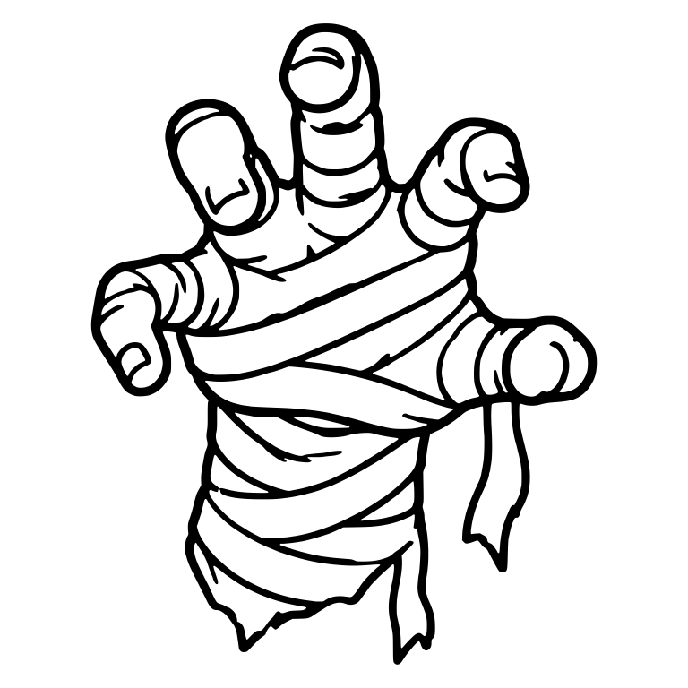 Mummy Hand Reaching Forward With Dangling Wrap Strip — free fantasy-creature SVG cut file