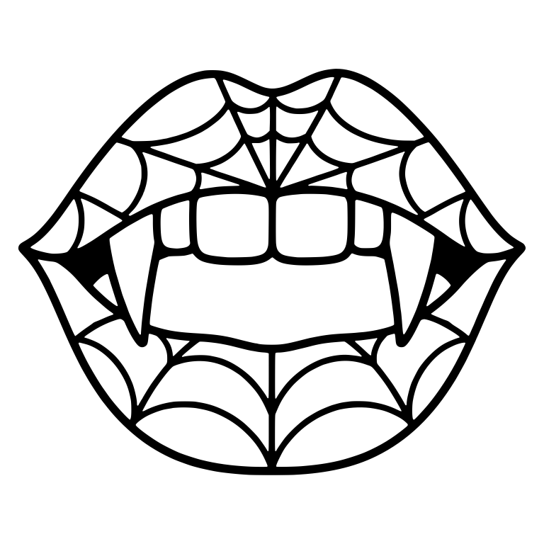 Open Vampire Mouth With Spiderweb Lips and Large Fangs — free fantasy-creature SVG cut file