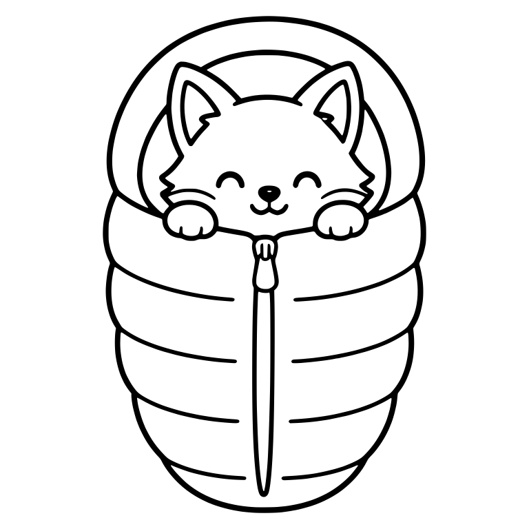 Fox Peeking from Zipped Sleeping Bag with Paws Out — free animal SVG cut file