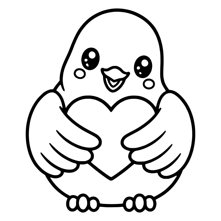 Chubby Dove Hugging a Heart With Rosy Cheeks — free animal SVG cut file