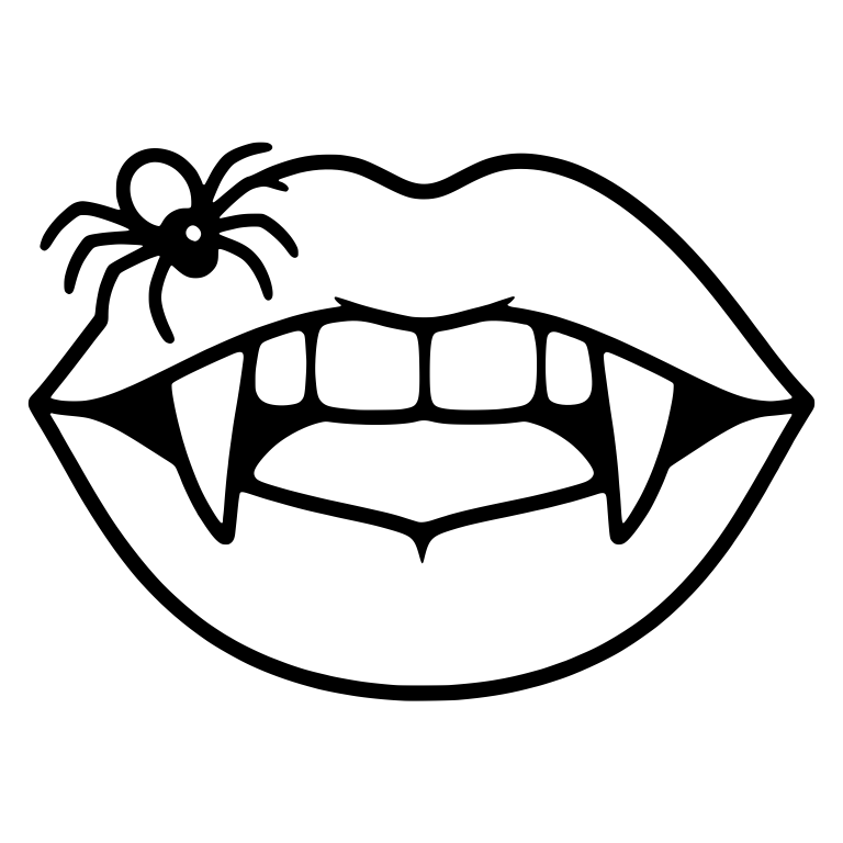 Vampire Mouth with Spider Crawling on Upper Lip — free fantasy-creature SVG cut file