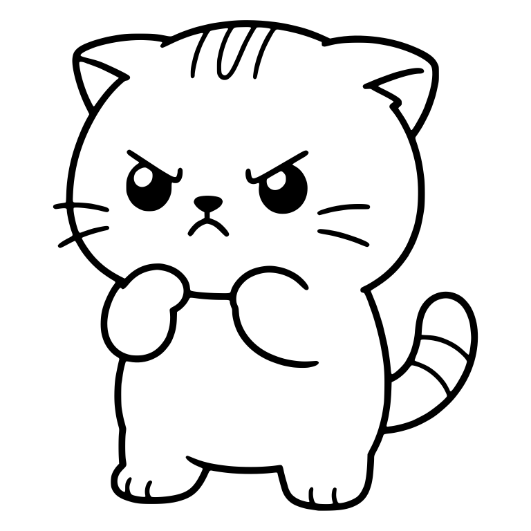 Angry Tabby Kitten Standing With Fists Raised — free animal SVG cut file