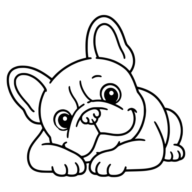 Lying French Bulldog Puppy With Tilted Head — free animal SVG cut file