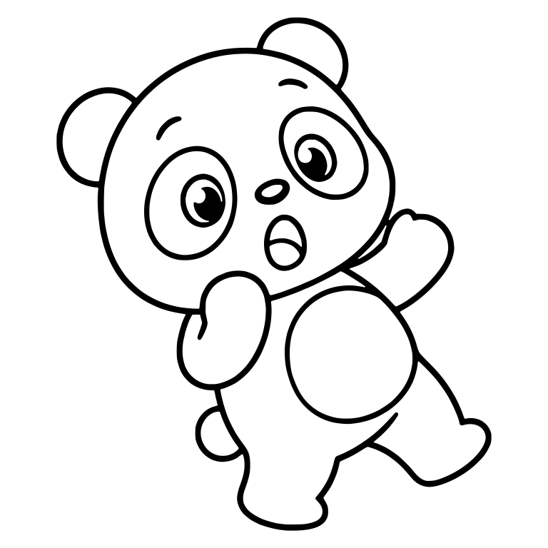 Startled Panda Leaning Back With One Arm Raised — free animal SVG cut file