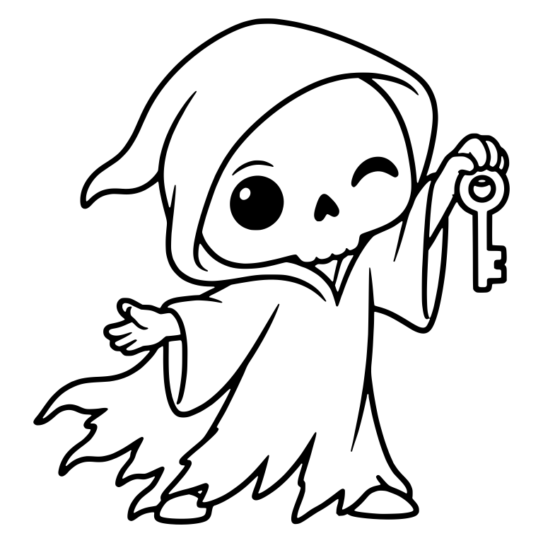 Winking Grim Reaper Presenting a Key — free characters SVG cut file