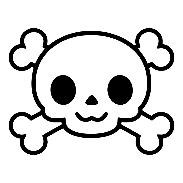 Smiling Skull and Crossbones With Wavy Mouth — free skeleton SVG cut file