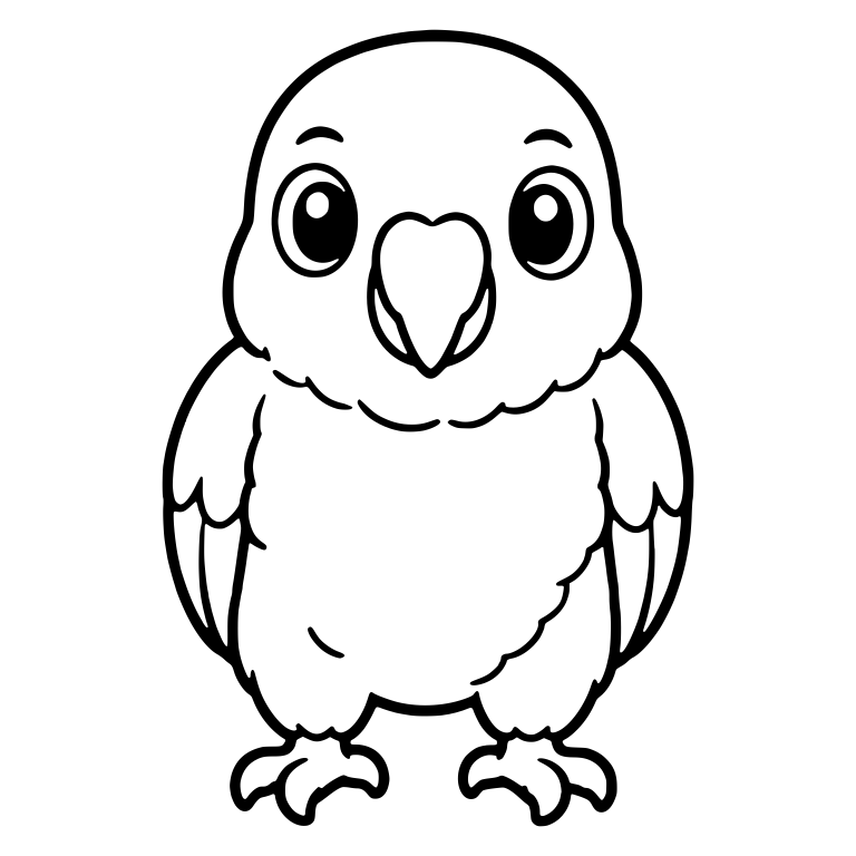 Front Facing Parrot With Eyebrow Arcs And Small Beak — free animal SVG cut file