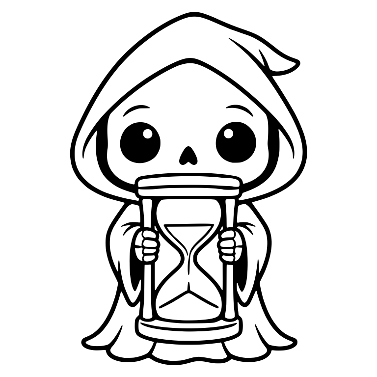 Grim Reaper Gripping Large Hourglass in Front of Its Chin — free characters SVG cut file