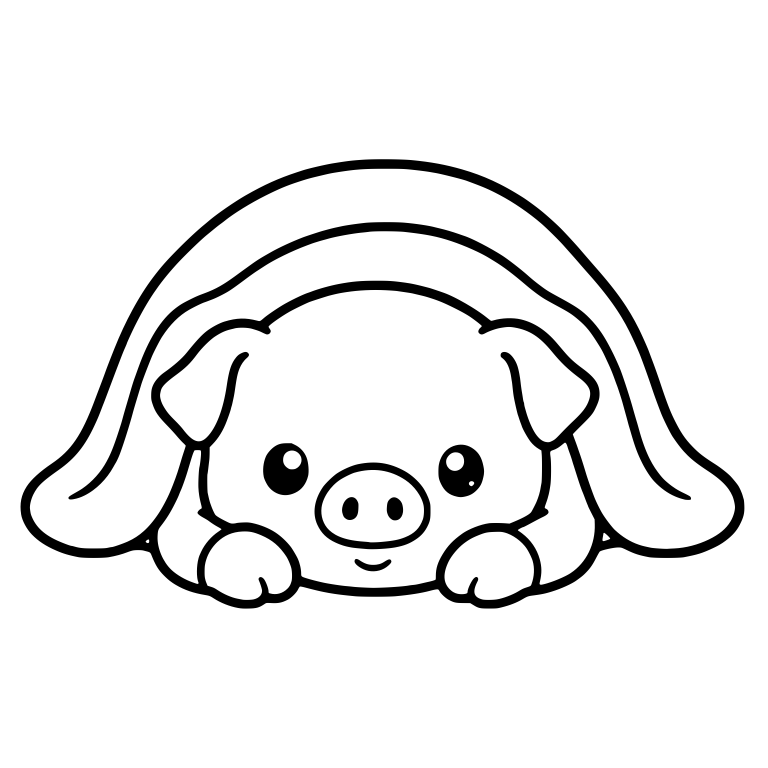 Piglet Lying Under an Arched Blanket with Paws Forward — free animal SVG cut file