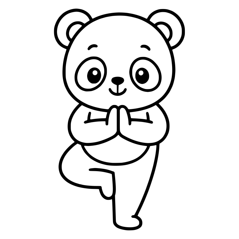 Panda Doing Yoga Tree Pose With Palms Together — free animal SVG cut file