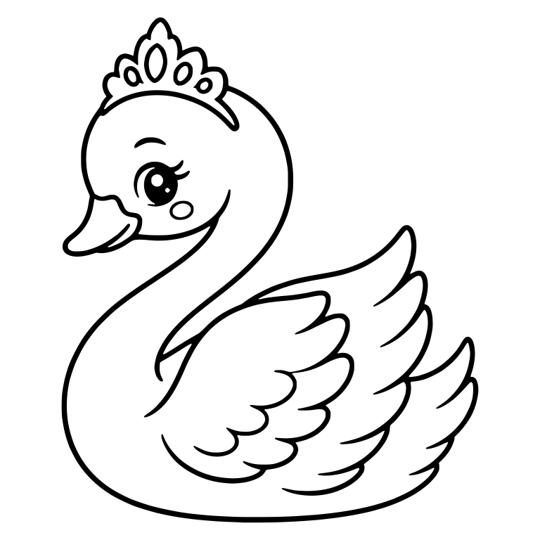 Swan Princess With Jeweled Tiara and Layered Wings — free animal SVG cut file