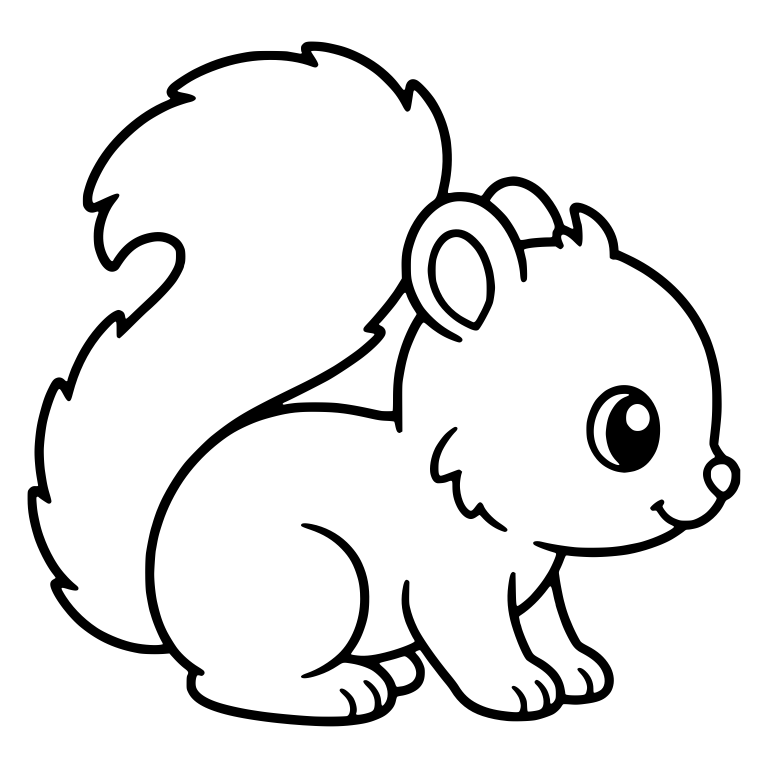 Squirrel in Profile Sitting Facing Right with Tall Tail — free animal SVG cut file
