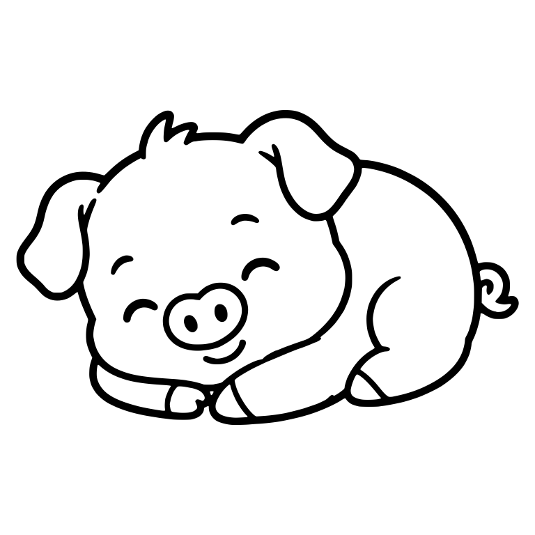 Sleeping Piglet Curled Up with Curly Tail — free animal SVG cut file