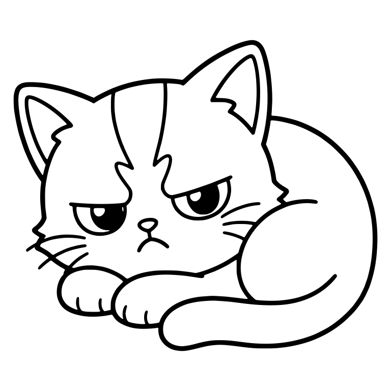 Grumpy Kitten Lying Down With Half-Closed Eyes — free animal SVG cut file
