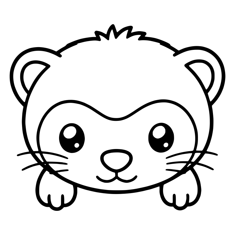 Peeking Kawaii Ferret Head With Paws Dangling — free animal SVG cut file
