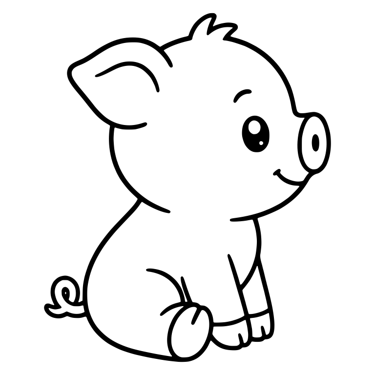 Baby Pig Sitting in Side Profile Facing Right — free animal SVG cut file