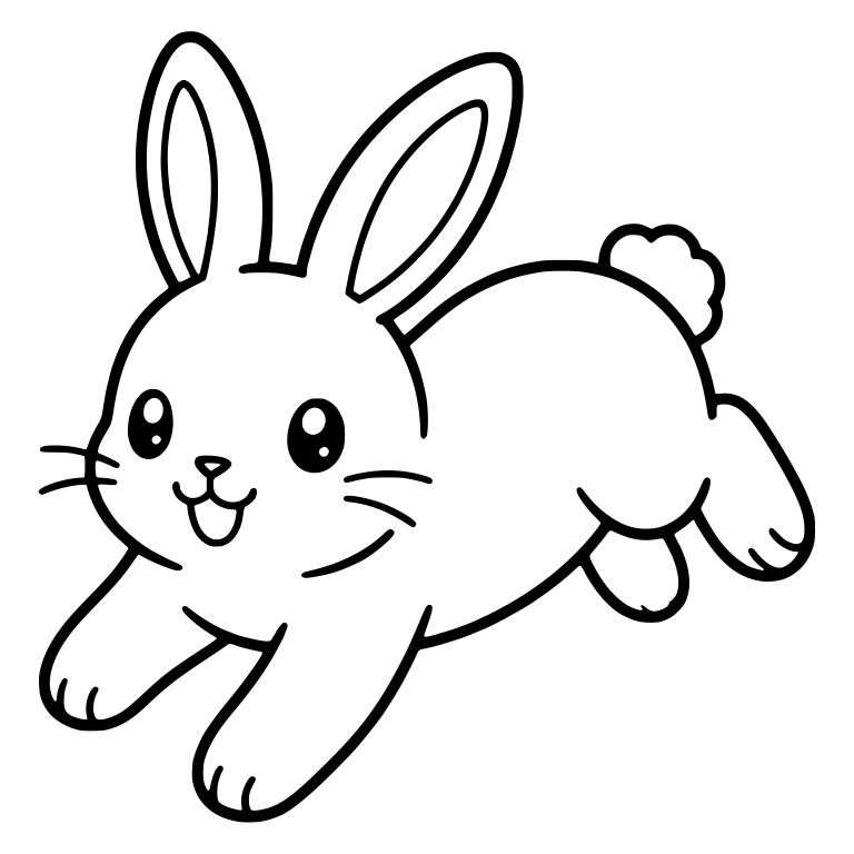 Kawaii Bunny Jumping Forward With Wide Open Smile — free animal SVG cut file