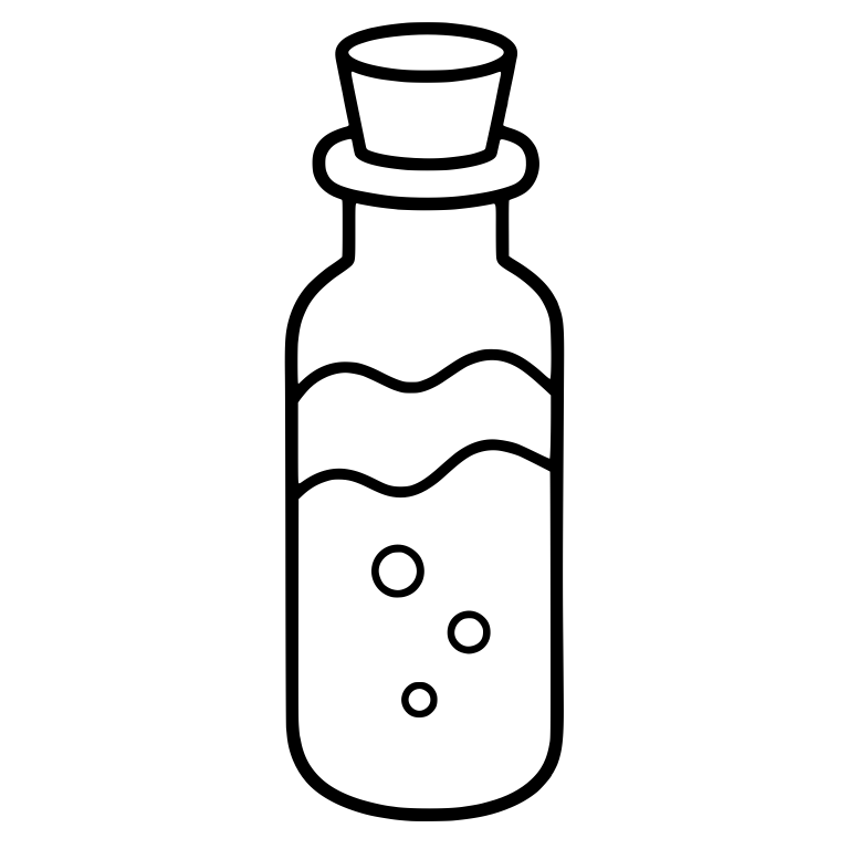 Corked Potion Bottle With Wavy Liquid And Bubbles — free objects SVG