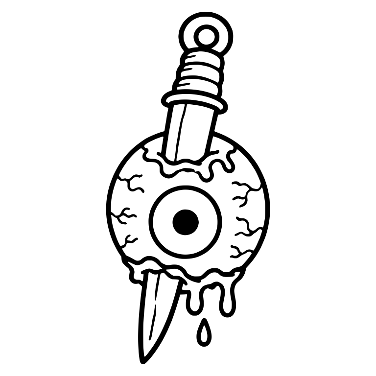 Eyeball Stabbed By Dagger With Ringed Handle — free symbol SVG cut file