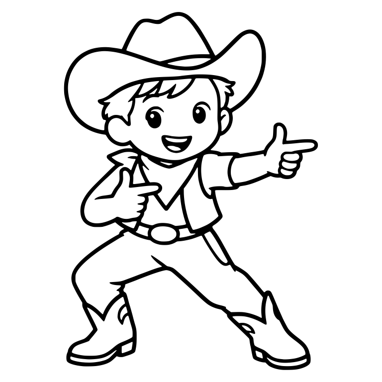 Boy Cowboy Costume Pointing With Both Hands — free characters SVG cut file