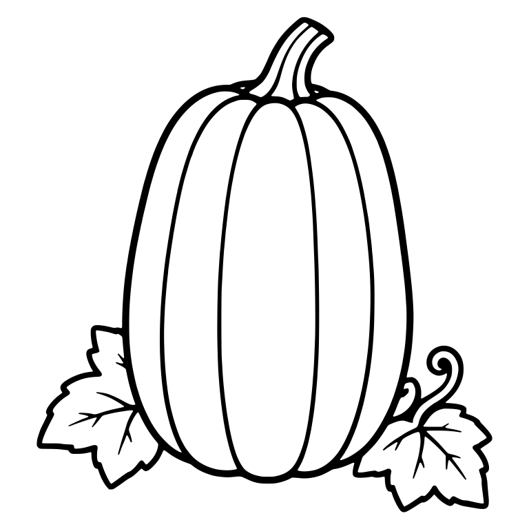 Tall Oval Pumpkin With Two Base Leaves — free floral SVG cut file