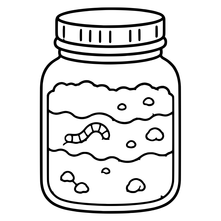 Layered Dirt Jar with Worm and Pebbles — free objects SVG cut file