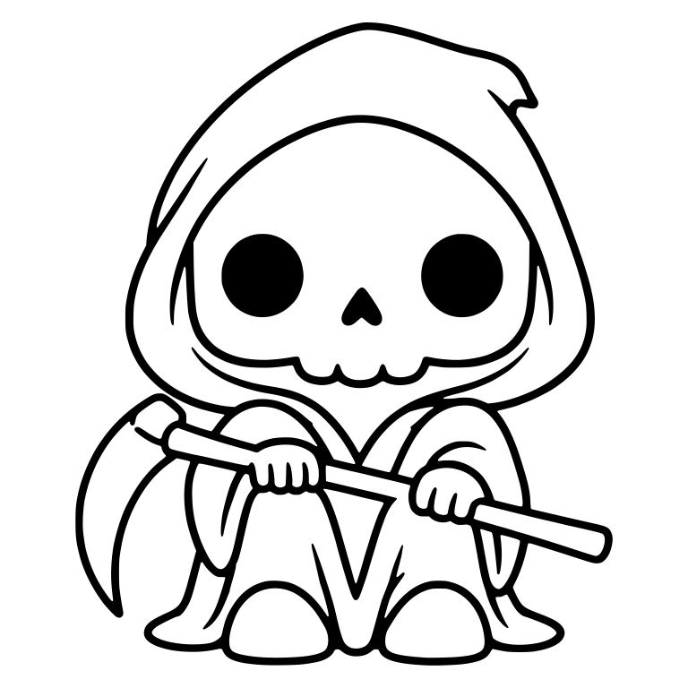 Seated Grim Reaper Facing Front with Scythe on Lap — free characters SVG cut file