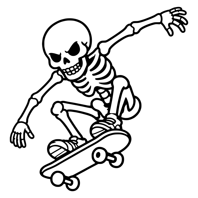 Skeleton Skateboarder Mid-Air Trick — free skeleton SVG cut file