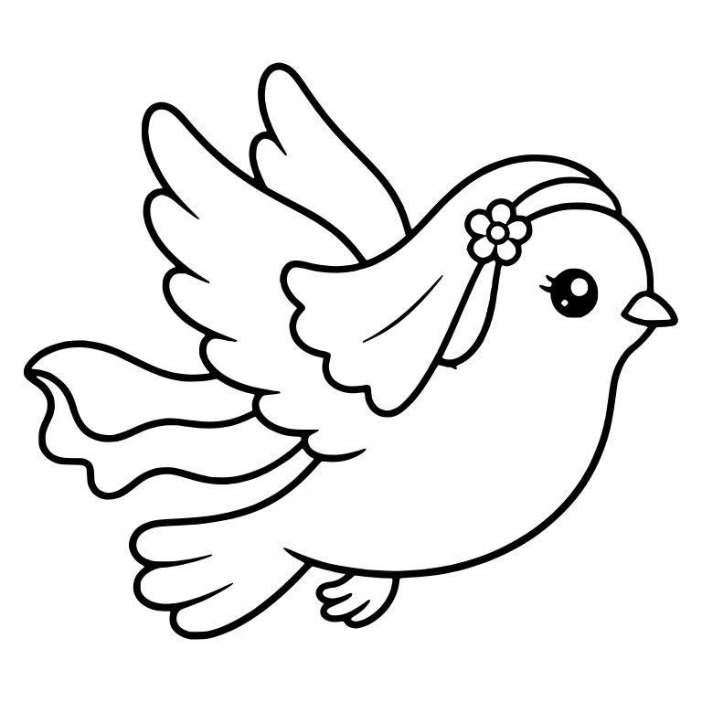 Flying Dove With Flower Headband and Flowing Veil — free animal SVG cut file