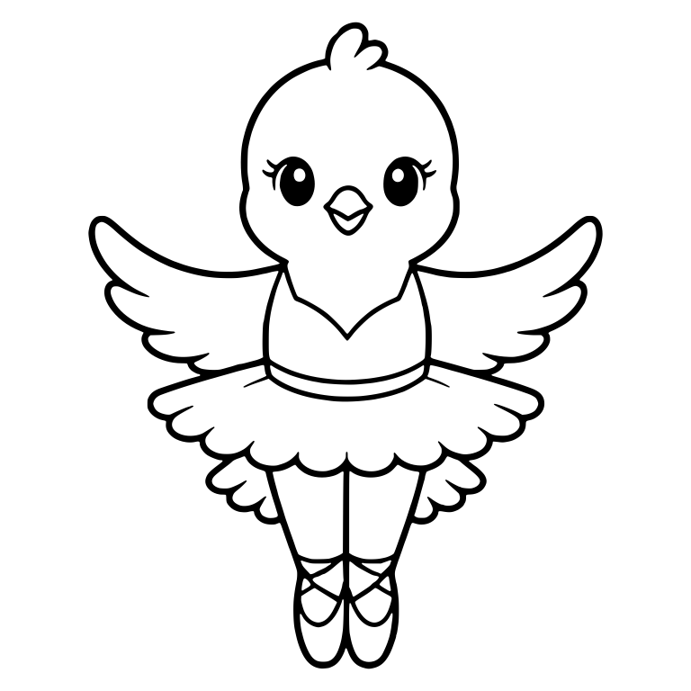 Ballet Bird in Tutu and Pointe Shoes, Front View — free animal SVG cut file