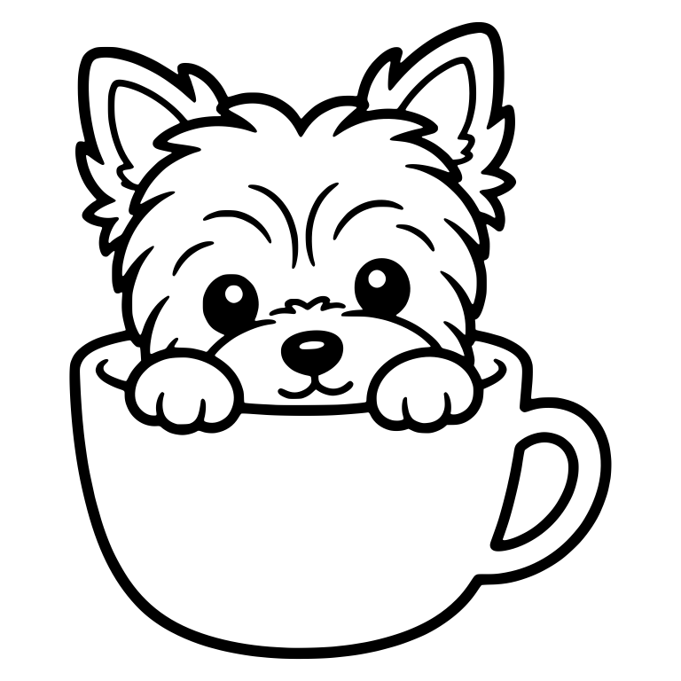 Yorkie Puppy Sitting in a Teacup — free animal SVG cut file