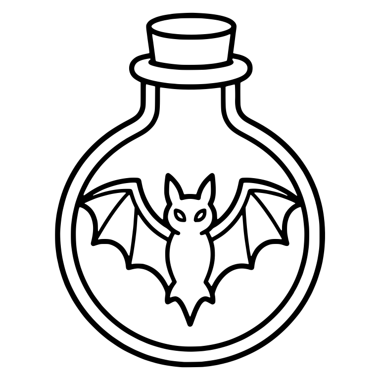 Round Flask with Spread-Winged Bat Inside — free objects SVG cut file