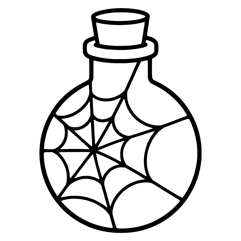Round Potion Flask With Cobweb and Cork — free objects SVG cut file