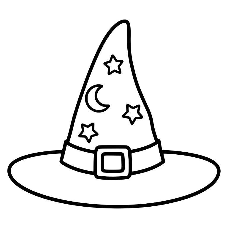 Wide-Brim Witch Hat with Moon and Stars — free objects SVG cut file